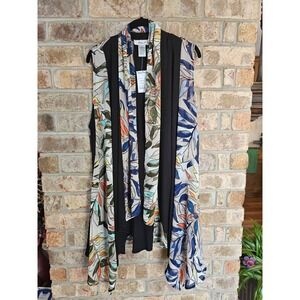 Ania.A Kimono Duster Vest Open Sheer Abstract Boho Asian Paisley Patchwork NEW